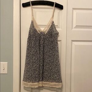 Blue flower print mesh babydoll